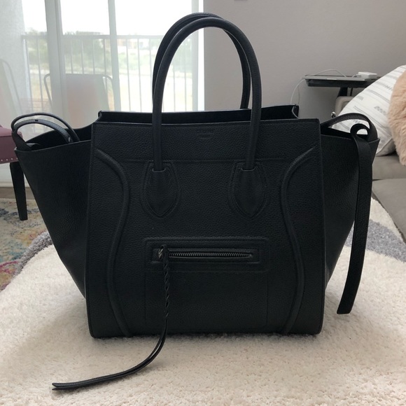 Celine Handbags - Celine Black Phantom Tote